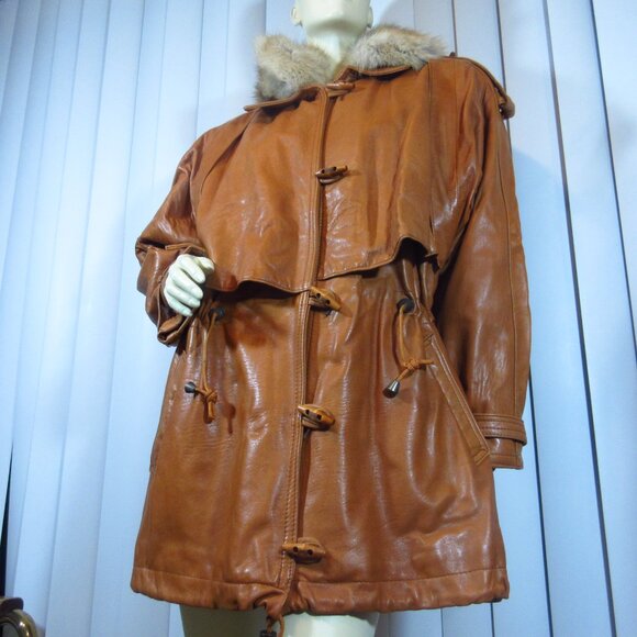 Vintage Damselle Made in USA Womens Leather Jacket Coat S Fur Collar ThermoLite - Picture 2 of 16